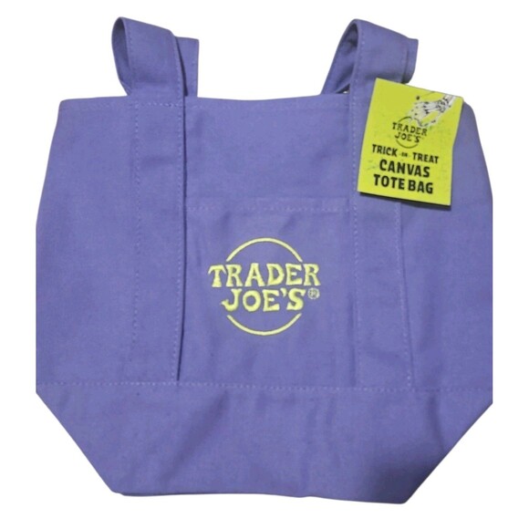 Trader Joe's NWT Ltd Ed Halloween Mini Canvas Collectible Tote, Purple - Picture 2 of 4